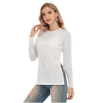 White All-Over Print Women's Side Split Long T-shirt