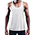 White All-Over Print Men's Slim Y-Back Muscle Tank Top