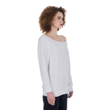 White All-Over Print Oversized Women's Off-Shoulder Sweatshirt