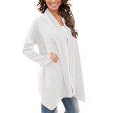 White All-Over Print Women's Cardigan With Long Sleeve