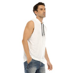 White All-Over Print Men's Tank Hooded Vest