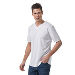 White All-Over Print Men's V-Neck T-Shirt