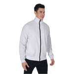 White All-Over Print Men's Stand Collar Jacket