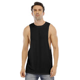 Black All-Over Print Men's O-neck Long Tank Top