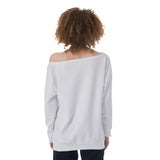 White All-Over Print Oversized Women's Off-Shoulder Sweatshirt