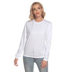 White All-Over Print Women's Slim Round Neck Sweatshirt