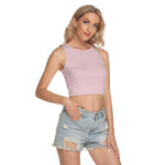 Pink All-Over Print Women's Sleeveless Back Hollow Crop Top