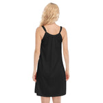 Black All-Over Print Women's O-neck Cami Dress