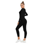 Black  All-Over Print Women's Plunging Neck Jumpsuit