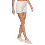 White All-Over Print Women's Rolled Shorts