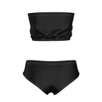 Black All-Over Print Women's Strapless Bikini Swimsuit