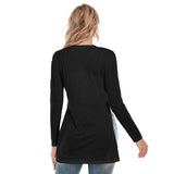 Black All-Over Print Women's Side Split Long T-shirt