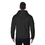 Black All-Over Print Men's Sherpa Fleece Zip Up Hoodie