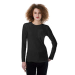 Black All-Over Print Women's Long Sleeve T-shirt