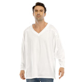 White All-Over Print Men's V-neck Ice Hockey Jersey