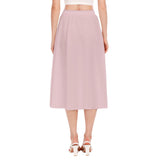 Pink All-Over Print Women's Long Section Chiffon Skirt