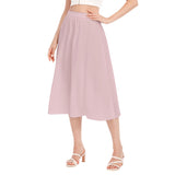 Pink All-Over Print Women's Long Section Chiffon Skirt