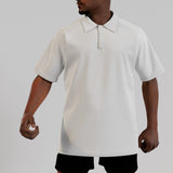 White All-Over Print Men's Short Sleeve Polo Shirt With Button Closure