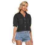 Black All-Over Print Women's V-neck Shirts