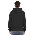 Black All-Over Print Men's Hoodie With Placket Double Zipper