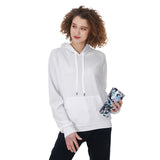 White All-Over Print Women's Raglan Pullover Hoodie