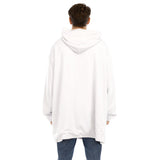 White All-Over Print Unisex Sherpa Fleece Hoodie Blanket