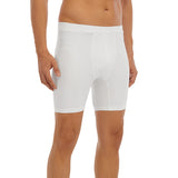 White All-Over Print Men's Long Boxer Briefs