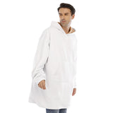 White All-Over Print Unisex Sherpa Fleece Hoodie Blanket