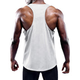 White All-Over Print Men's Slim Y-Back Muscle Tank Top