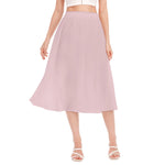 Pink All-Over Print Women's Long Section Chiffon Skirt