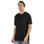 Black All-Over Print Men's Short Sleeve T-shirt With Chest Pocket