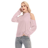 Pink All-Over Print Women's Cold Shoulder Sweatirt