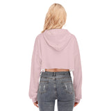 Pink All-Over Print Women's Cropped Hoodie With Zipper Closure