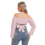 Pink All-Over Print Women's Cropped Tube Top With Long Sleeve