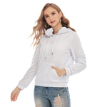 White All-Over Print Women's Pullover Hoodie With Drawsting