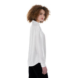 White All-Over Print Women's Satin Shirt