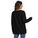 Black  All-Over Print Women's V-neck Imitation Knitted Sweater With Long Sleeve