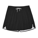 Black All-Over Print Men's Side Split Running Sport Shorts