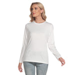 White All-Over Print Women's O-neck Long Sleeve T-shirt