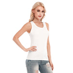 White All-Over Print Women's Skinny Sport Tank Top