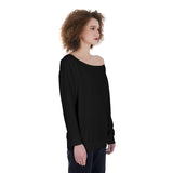 Black All-Over Print Oversized Women's Off-Shoulder Sweatshirt