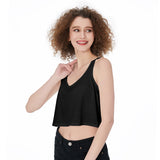 Women Black All-Over Print Crop-Tank Top