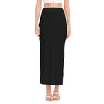 Black All-Over Print Women's Side Slit Skirt