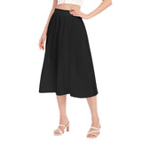 Black All-Over Print Women's Long Section Chiffon Skirt