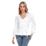 White All-Over Print Women's Long Sleeve Shirt