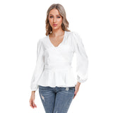 White All-Over Print Women's Long Sleeve Shirt