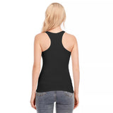 Black All-Over Print Women's Racer Vest | 190GSM Cotton