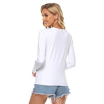 White All Over Print Women's Stretchable long Sleeve Top