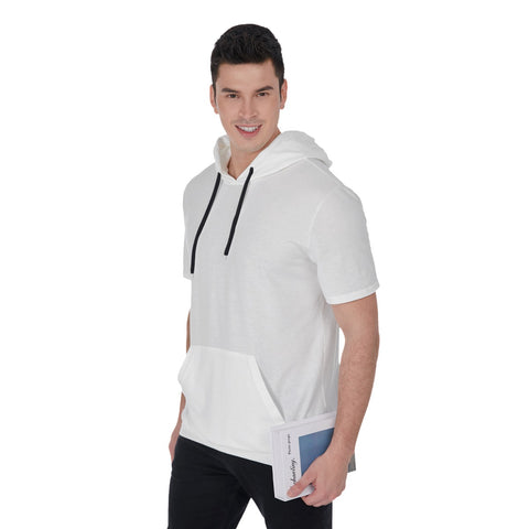 White All-Over Print Men's Short Sleeve Hoodie T-Shirt