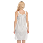 White All-Over Print Women's Sleeveless Cami Dress